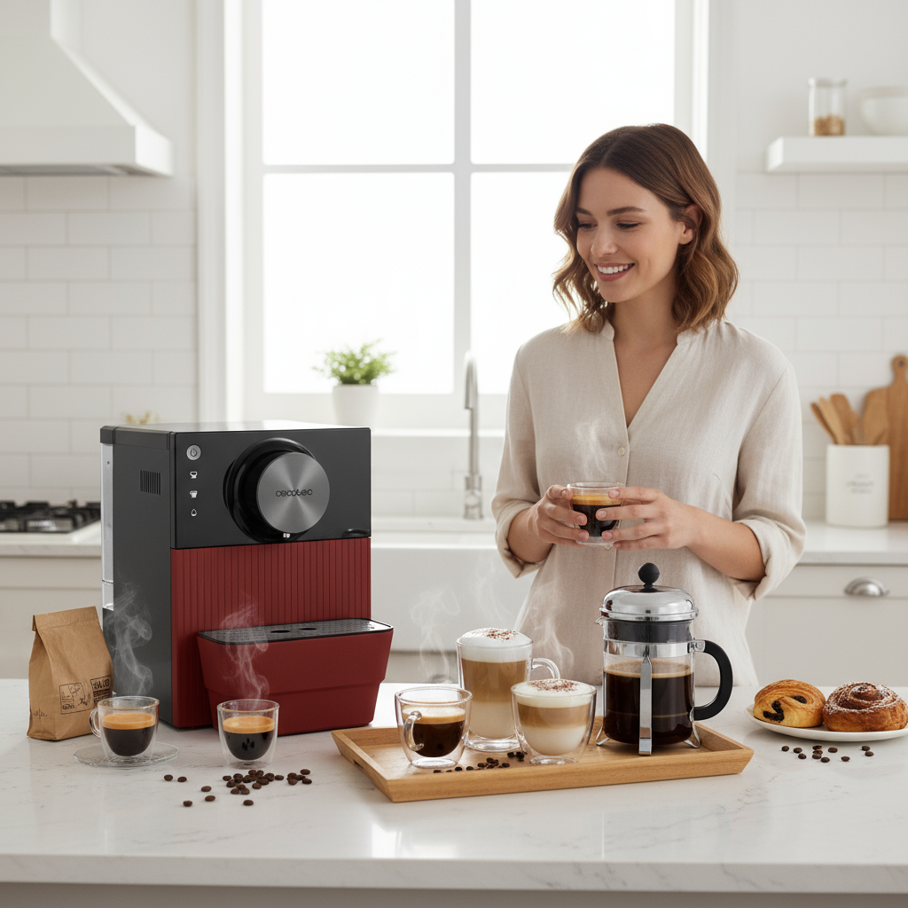 Cafetera Cremmaet Cube Red: Café de barista en casa con un solo toque.