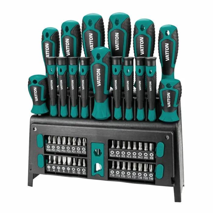 Pack organizador destornilladores VATTON con 50 piezas y soporte