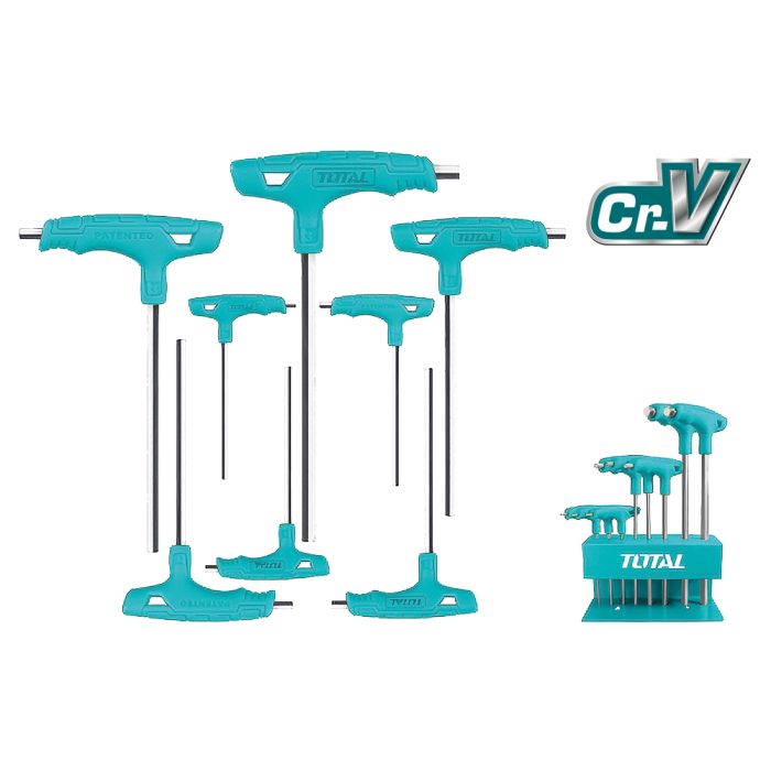 Juego 8 llaves allen mango “T” TOTAL TOOLS