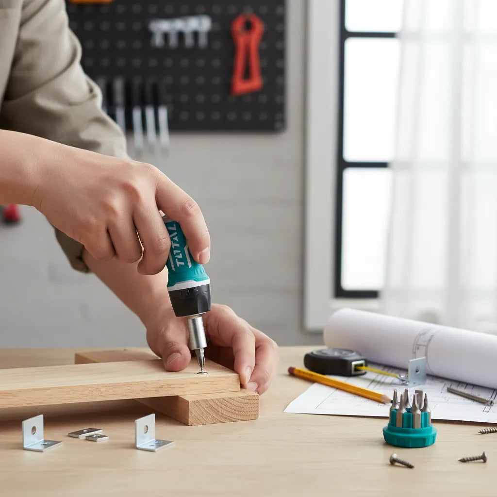 Destornillador carraca con 7 puntas intercambiables TOTAL TOOLS