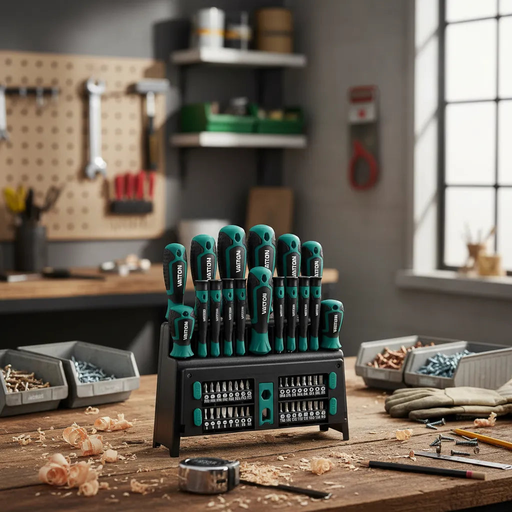 Pack organizador destornilladores VATTON con 50 piezas y soporte