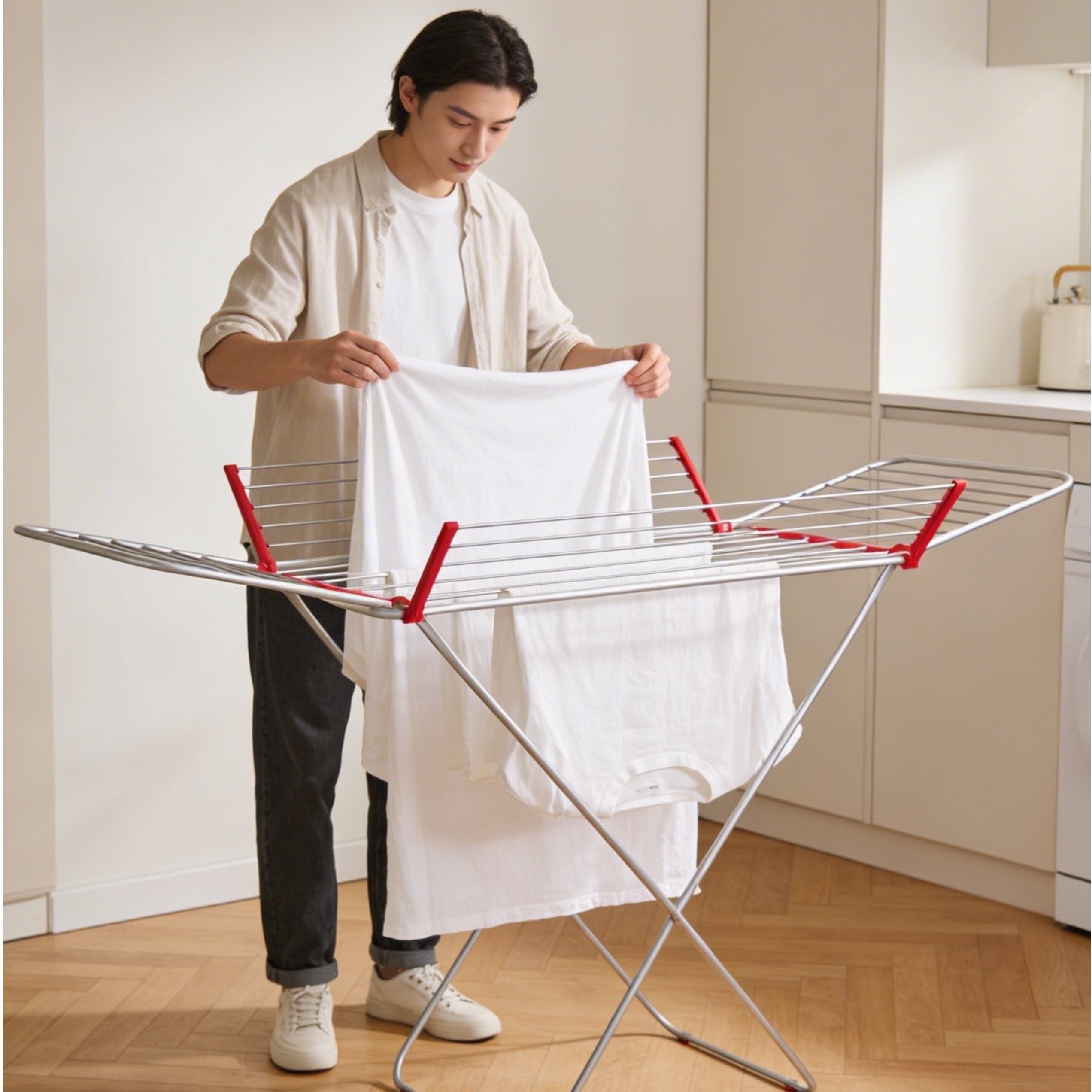 Tendedero plegable de aluminio con alas Duett