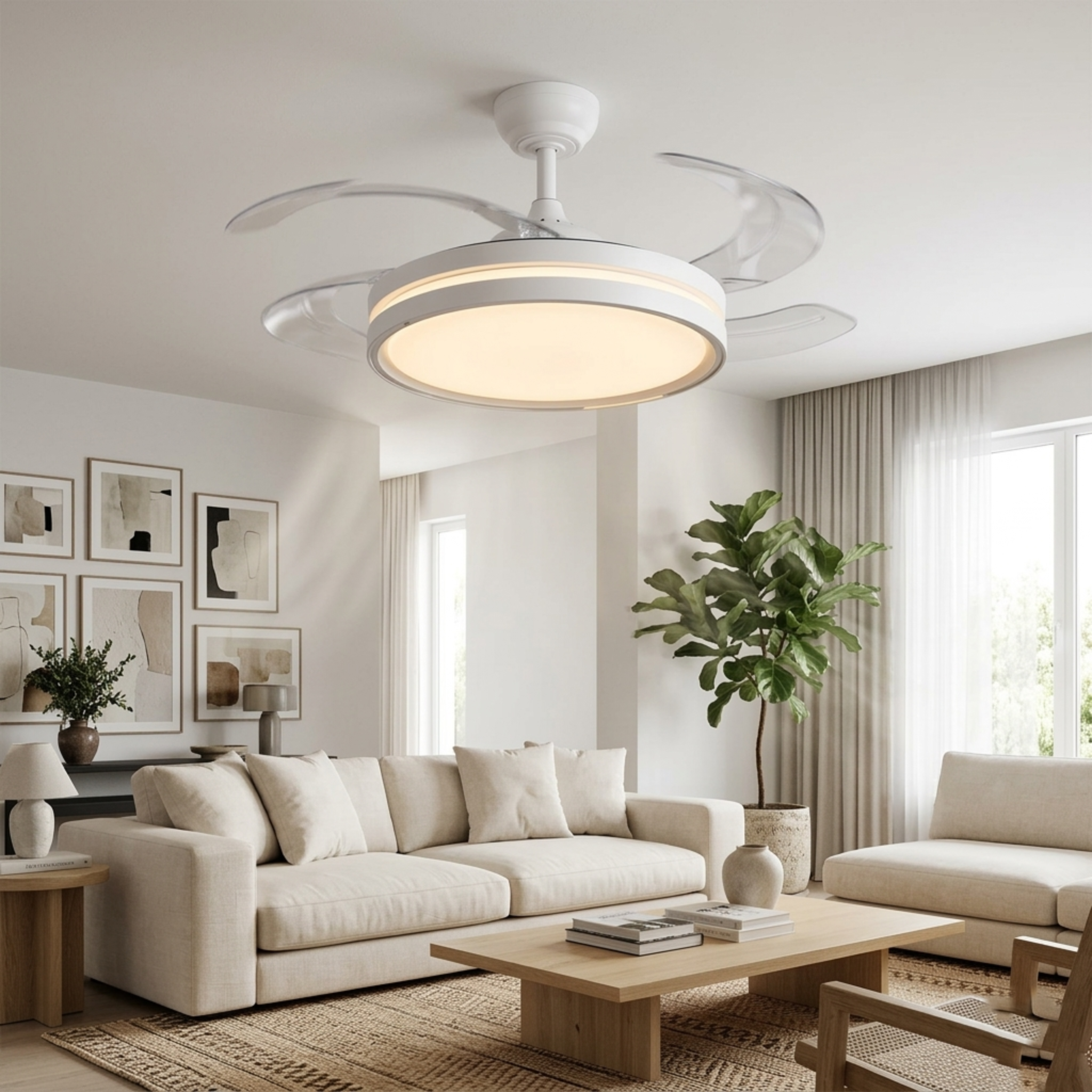 Ventilador de techo con aspas desplegables Capitán Blanco 107cm 60W