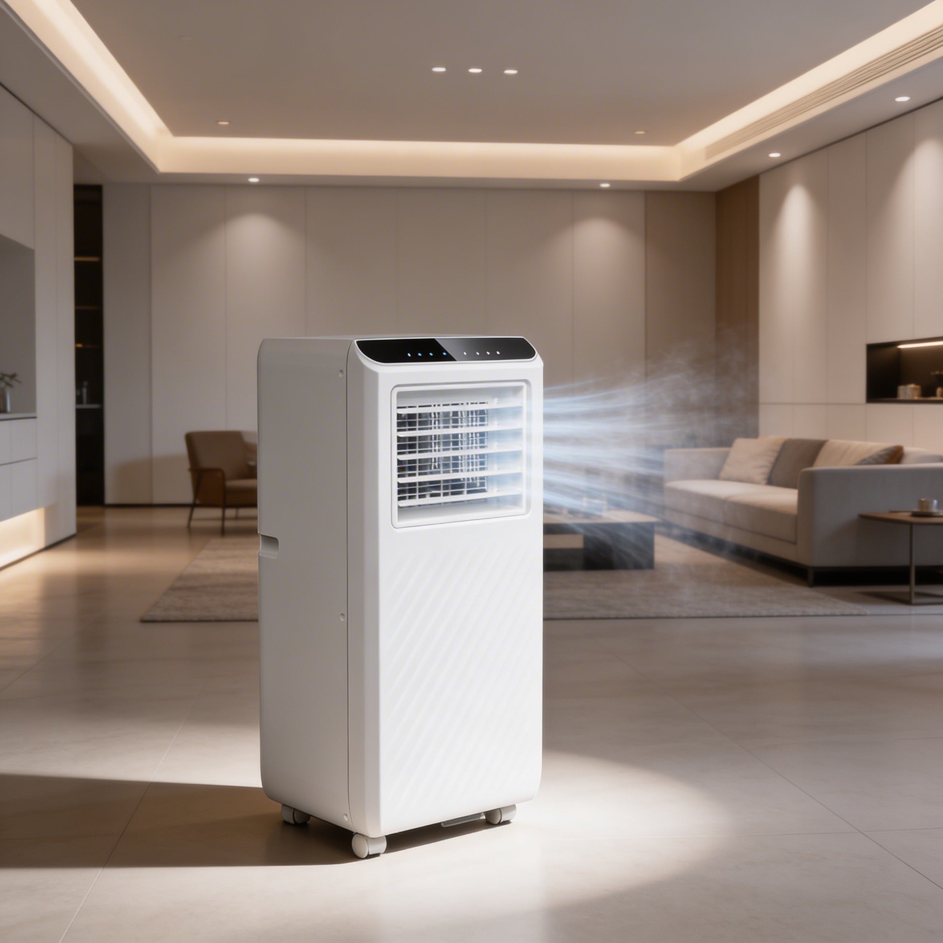 Aire Acondicion.portatil Wind Blanco 9000BTU/2350FR 950w 2vel Deshumidificador Remoto, Kit Ventana 70x33x28cm