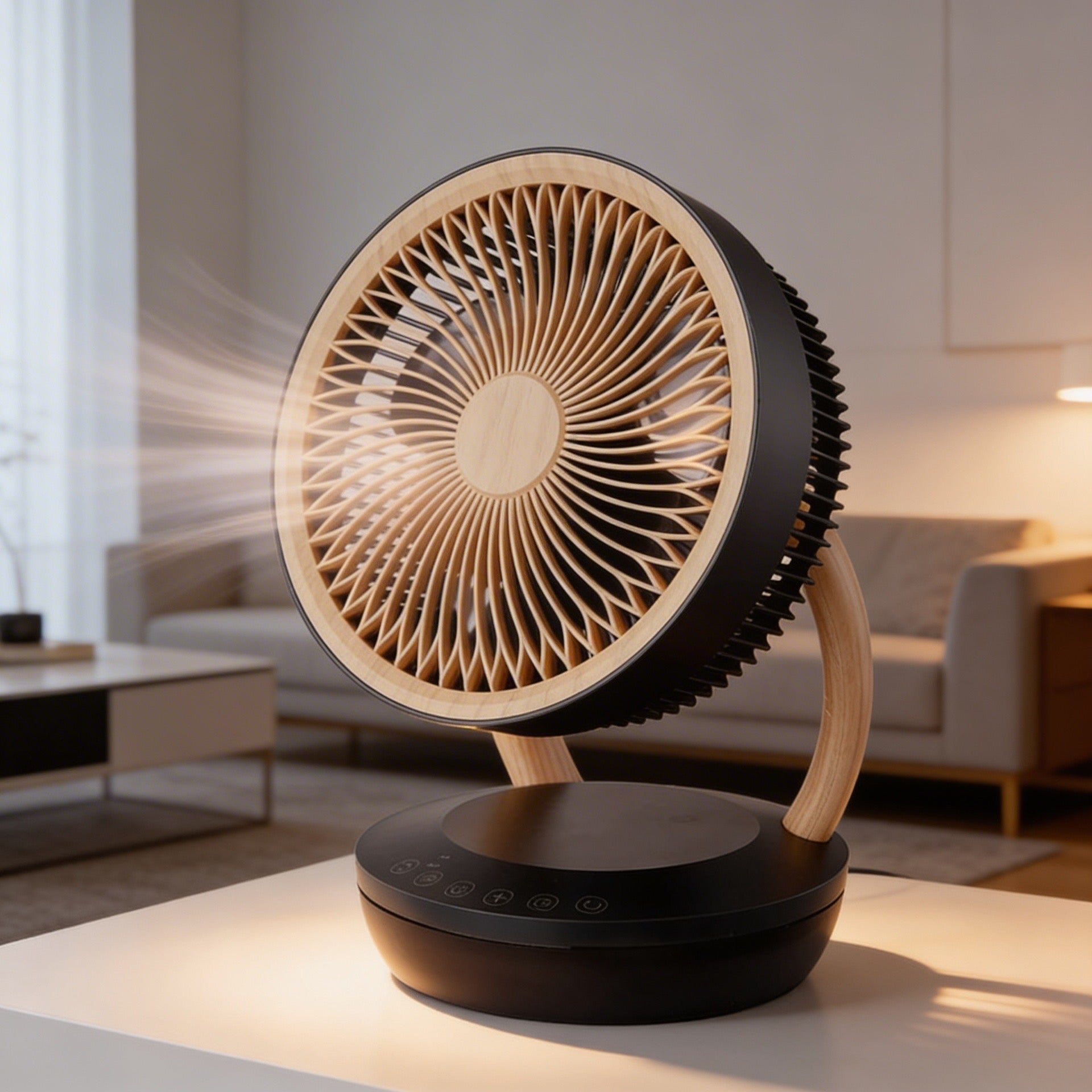 Ventilador Sobremesa Ruiseñor Negro/haya 45w 3vel 3asp Remoto,temporizador,tactil 35,7x25,5x19,3cm