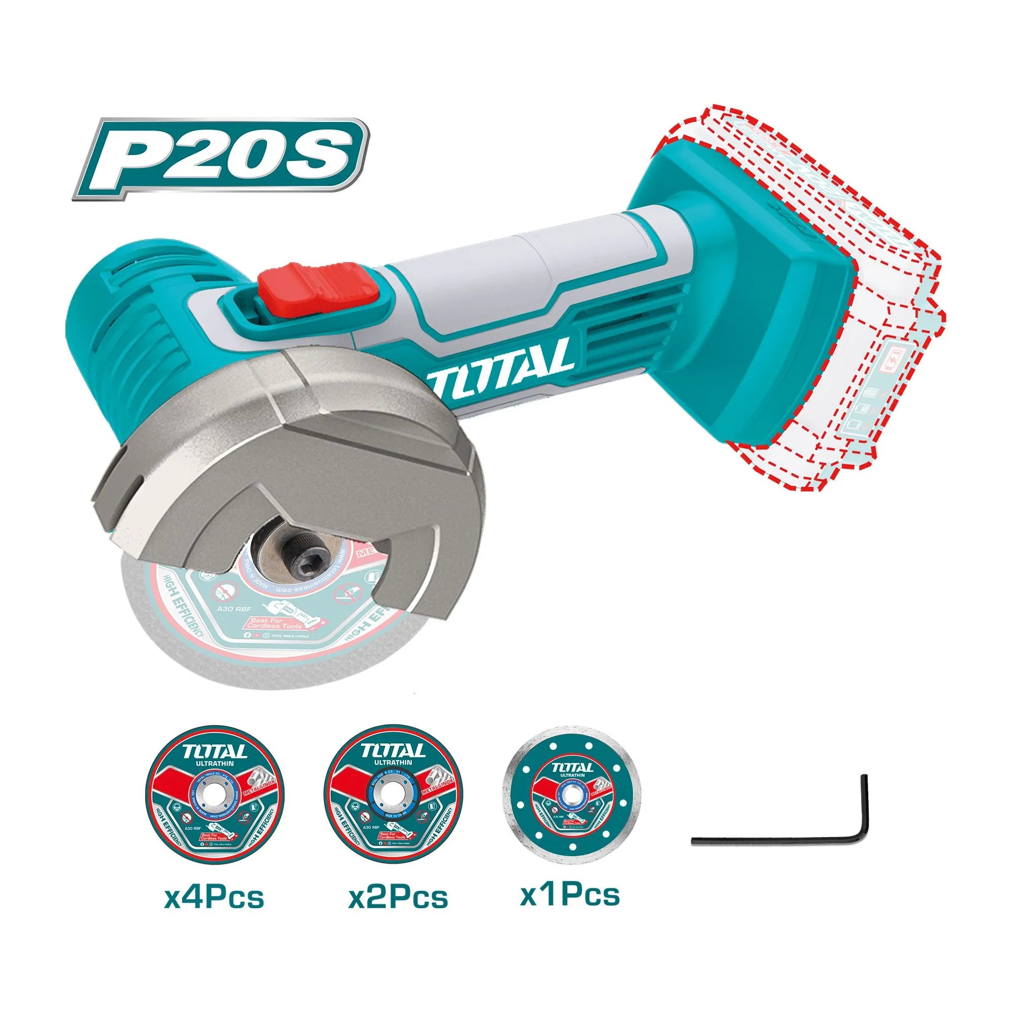 Miniamoladora a batería 20V TOTAL TOOLS