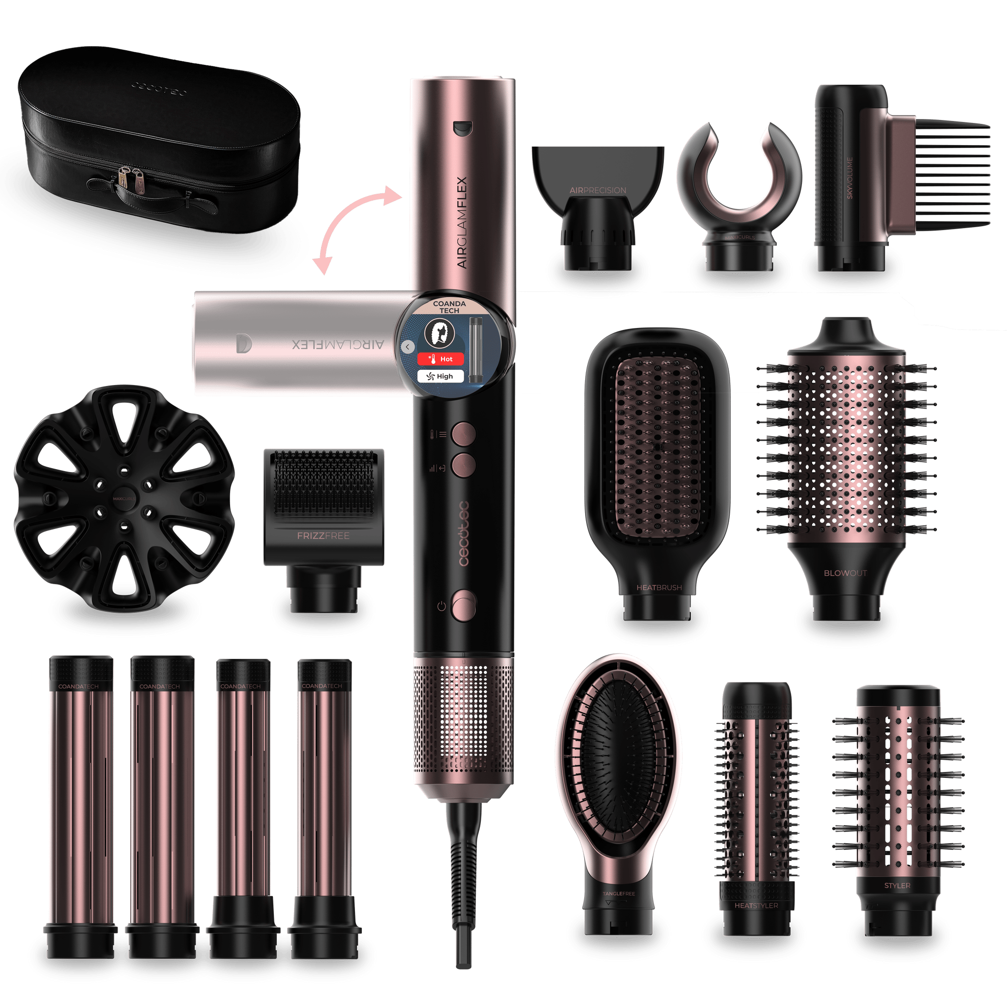 Moldeador de pelo AirGlam 14in1 Flex Black Cecotec