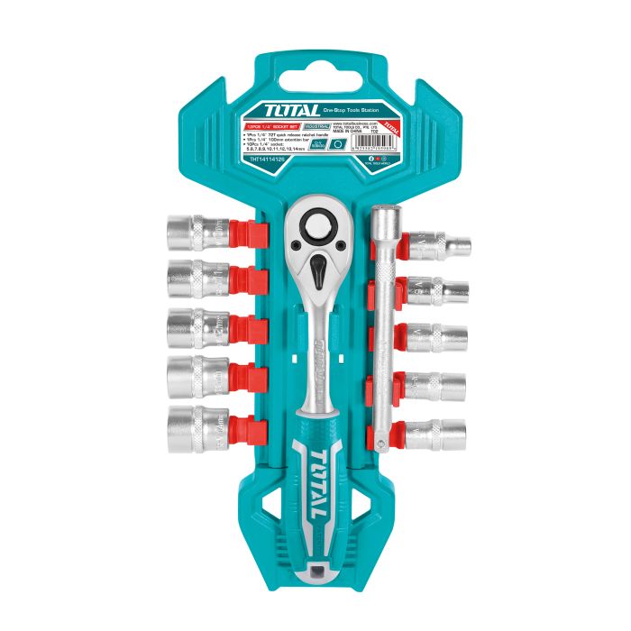 Juego de carraca 10 vasos 1/2" Total Tools
