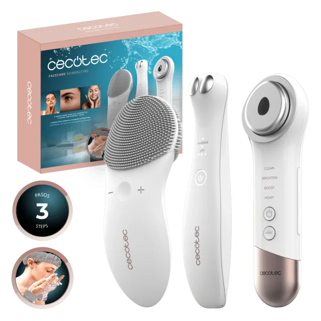 Limpiador facial, un dispositivo antiojeras y un masajeador FaceCare SkinRoutine Cecotec