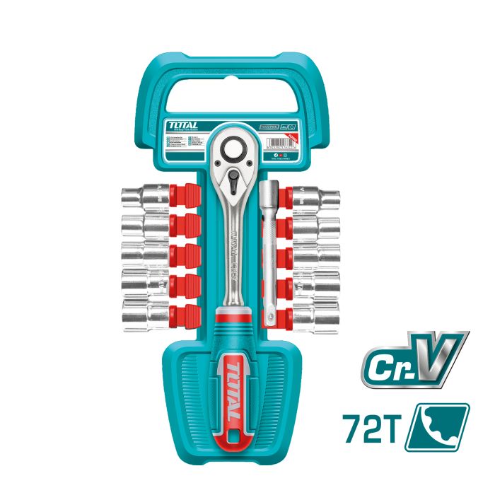 Juego de carraca 10 vasos 3/8" Total Tools